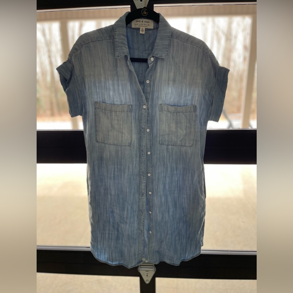 Anthropologie Cloth + Stone Denim Chambray Shirtdress